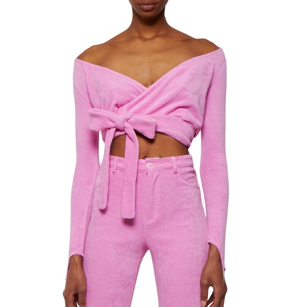 Maisie Wilen Terry Cropped Dramady Top in Pink Womens